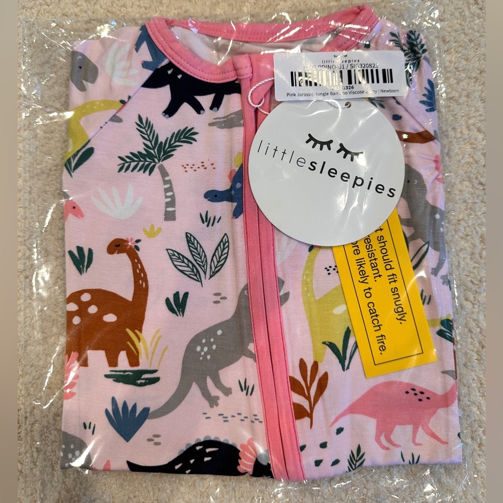 NWT Little Sleepies Pink Jurassic Jungle Newborn